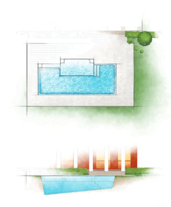 Dynasty Pool Diagram with Landscape Design